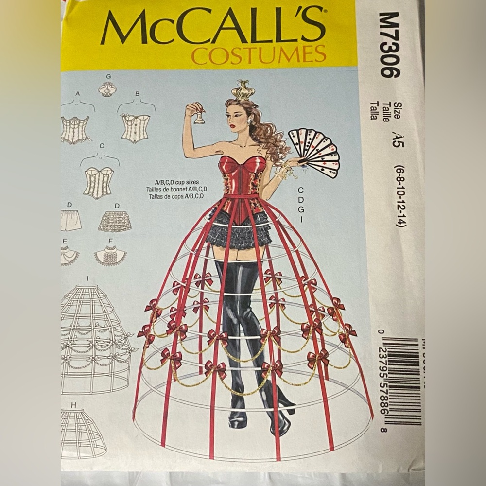 McCall's Costumes Pattern Corsets, Collars, Hoop Skirts & Crown Sz 6-14 UC New
